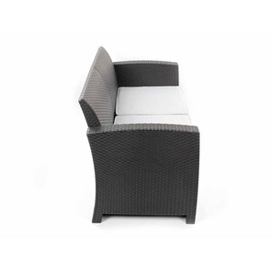 Salon de jardin en résine tressée vinto 4 places anthracite - jardideco