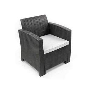 Salon de jardin en résine tressée vinto 4 places anthracite - jardideco