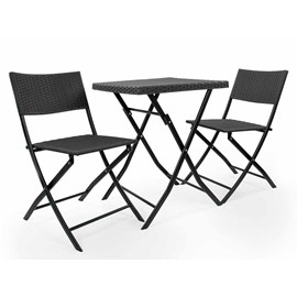 Salon de jardin en résine tressée oruro 2 places anthracite - jardideco