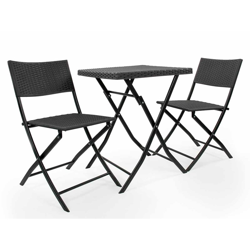 Salon de jardin en résine tressée oruro 2 places anthracite - jardideco