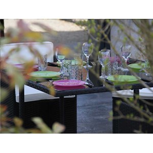 Salon de jardin en résine tressée artigas ii 4-8 places noir - jardideco