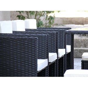 Salon de jardin en résine tressée artigas ii 6-10 places noir - jardideco