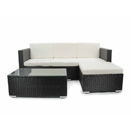 Salon de jardin en résine tressée camiri 4 places noir - jardideco