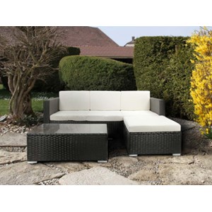 Salon de jardin en résine tressée camiri 4 places noir - jardideco