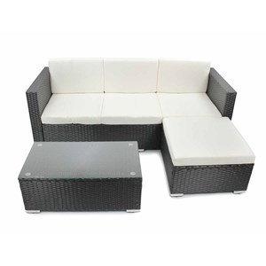 Salon de jardin en résine tressée camiri 4 places noir - jardideco