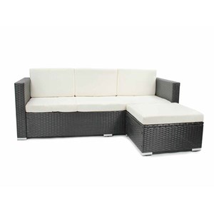 Salon de jardin en résine tressée camiri 4 places noir - jardideco