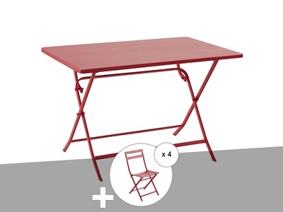 Table de jardin rectangle greensboro 110 x 70 cm groseille + 4 chaises - hespéri