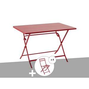 Table de jardin rectangle greensboro 110 x 70 cm groseille + 4 chaises - hespéri
