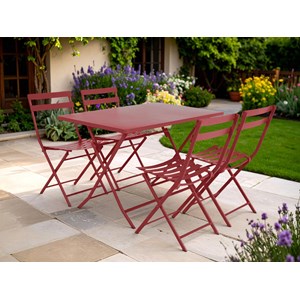 Table de jardin rectangle greensboro 110 x 70 cm groseille + 4 chaises - hespéri