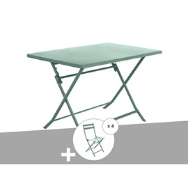 Table de jardin rectangle greensboro 110 x 70 cm olive avec 4 chaises - hespérid