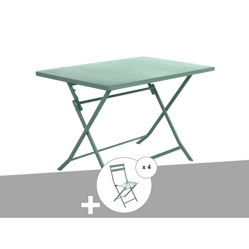 Table de jardin rectangle greensboro 110 x 70 cm olive avec 4 chaises - hespérid