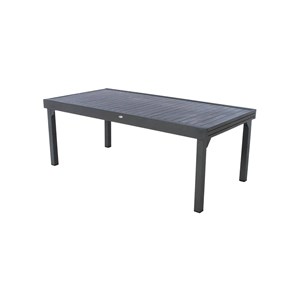 Ensemble repas table extensible rectangulaire alu graphite piazza + 12 fauteuils