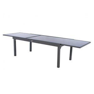 Ensemble repas table extensible rectangulaire en verre piazza + 12 chaises modul