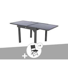 Ensemble repas table extensible carrée en verre piazza + 8 chaises modula - hesp