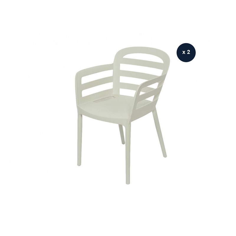 Lot de 2 chaises de jardin boston blanc - jardideco