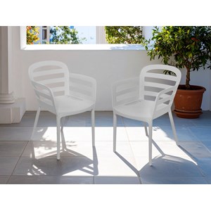 Lot de 2 chaises de jardin boston blanc - jardideco