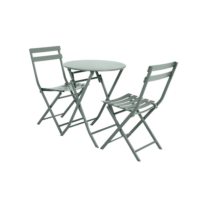 Salon de jardin rond en métal greensboro ø 60 cm olive avec 2 chaises - hespérid