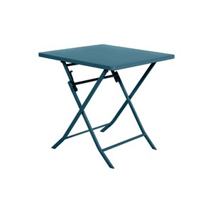Salon de jardin carré en métal greensboro 70 x 70 cm bleu canard avec 2 chaises