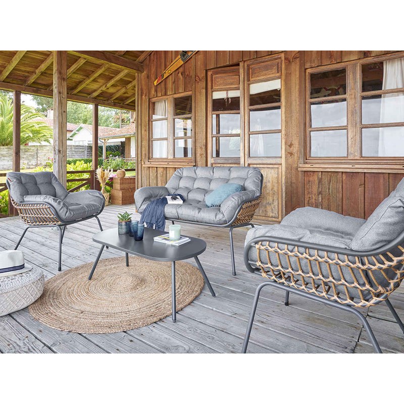 Salon de jardin en aluminium paopao graphite - 4 places - hespéride