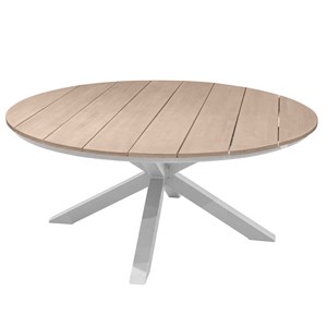 Table de jardin ronde alu&nbsp;acacia oriengo blanc - 8 places - hespéride
