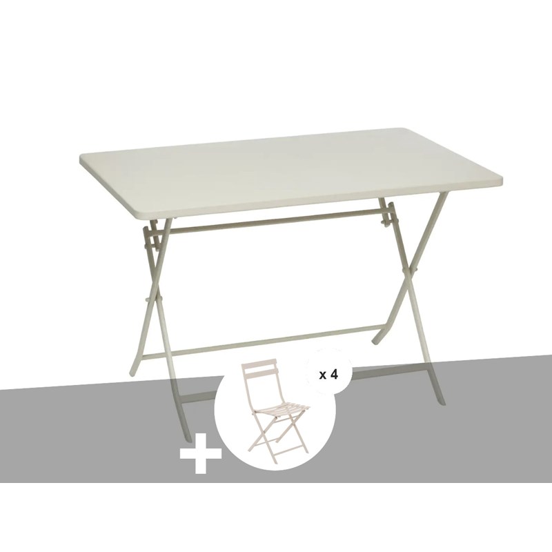 Table de jardin rectangle greensboro 110 x 70 cm argile avec 4 chaises - hespéri