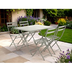 Table de jardin rectangle greensboro 110 x 70 cm argile avec 4 chaises - hespéri