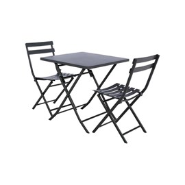 Salon de jardin carré en métal greensboro 70 x 70 cm graphite avec 2 chaises - h