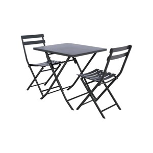 Salon de jardin carré en métal greensboro 70 x 70 cm graphite avec 2 chaises - h