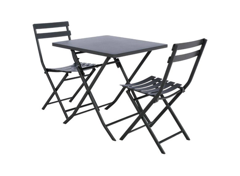 Salon de jardin carré en métal greensboro 70 x 70 cm graphite avec 2 chaises - h