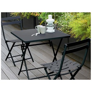 Salon de jardin carré en métal greensboro 70 x 70 cm graphite avec 2 chaises - h