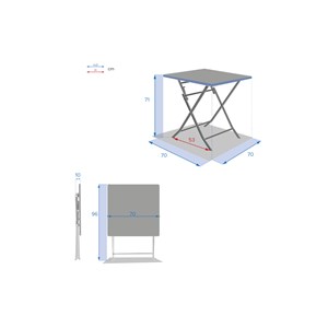 Salon de jardin carré en métal greensboro 70 x 70 cm graphite avec 2 chaises - h