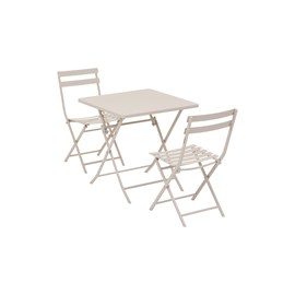 Salon de jardin carré en métal greensboro 70 x 70 cm argile avec 2 chaises - hes