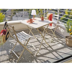 Salon de jardin carré en métal greensboro 70 x 70 cm argile avec 2 chaises - hes