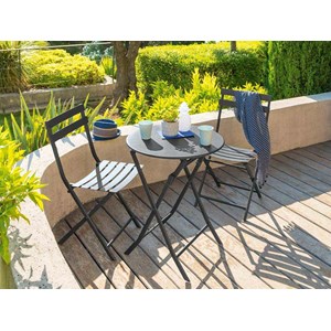 Salon de jardin rond en métal greensboro ø 60 cm graphite avec 2 chaises - hespé