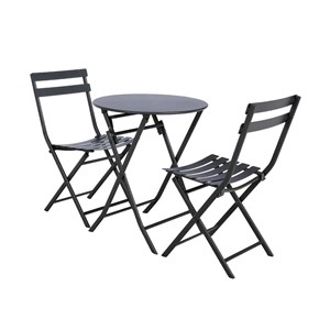 Salon de jardin rond en métal greensboro ø 60 cm graphite avec 2 chaises - hespé