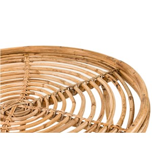 Table basse ronde en rotin avec plateau en verre - jardiline