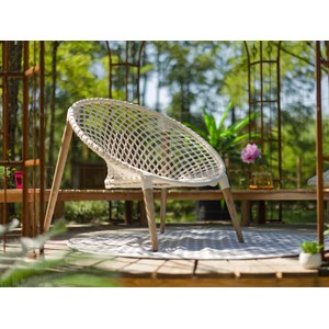 Fauteuil de jardin rond en macramé coton - jardiline