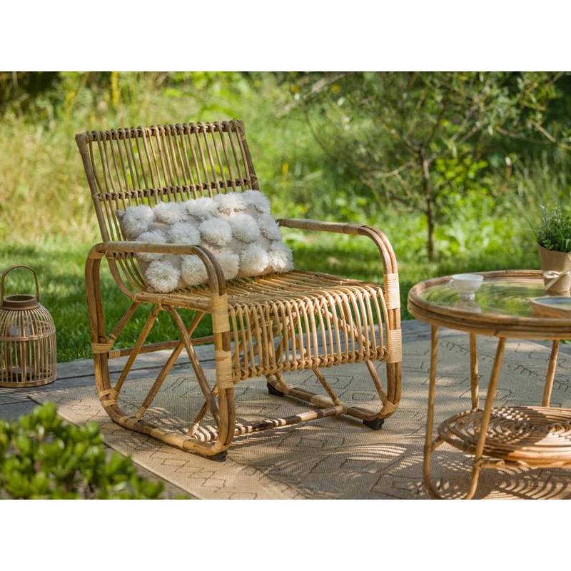 Fauteuil de jardin carré en rotin tressé - jardiline
