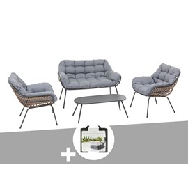 Salon de jardin en aluminium paopao graphite + housse - 4 places - hespéride