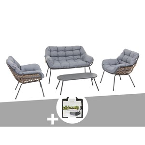 Salon de jardin en aluminium paopao graphite + housse - 4 places - hespéride