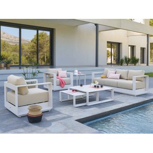 Salon de jardin en aluminium allure avoine - 5 places - hespéride