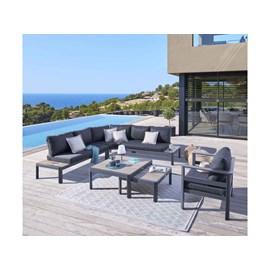 Salon de jardin d'angle en aluminium paradize graphite - 6 places - hespéride