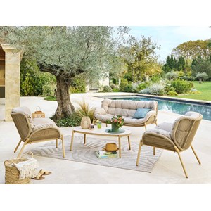 Salon de jardin effet bois meloane - 5 places - hespéride