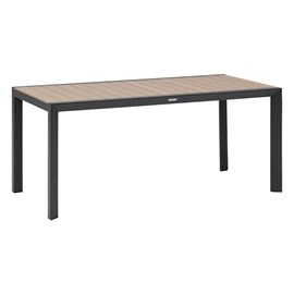 Table de jardin rectangulaire alu evasion 6 places effet bois honey et graphite