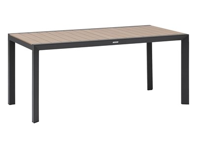 Table de jardin rectangulaire alu evasion 6 places effet bois honey et graphite