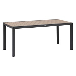 Table de jardin rectangulaire alu evasion 6 places effet bois honey et graphite