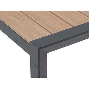 Table de jardin rectangulaire alu evasion 6 places effet bois honey et graphite