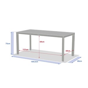 Table de jardin rectangulaire alu evasion 6 places effet bois honey et graphite