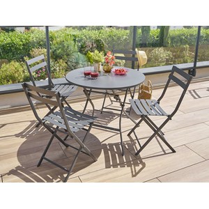 Table de jardin ronde greensboro 4 places graphite - hespéride