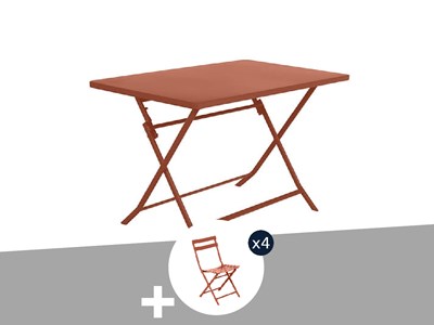 Table de jardin rectangle greensboro 110 x 70 cm ambre avec 4 chaises - hespérid